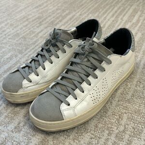 P448 sneakers - white and gray - Gray suede white leather